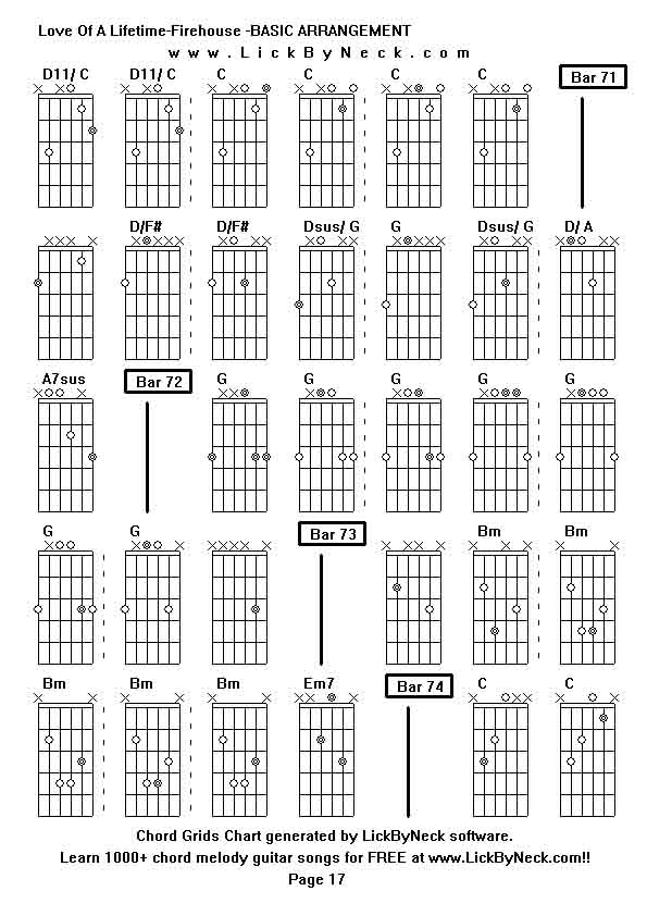 Chord Grids Chart of chord melody fingerstyle guitar song-Love Of A Lifetime-Firehouse -BASIC ARRANGEMENT,generated by LickByNeck software.